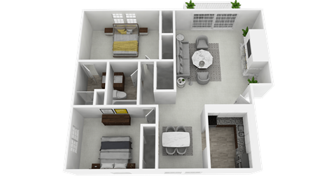 Two bedroom, two bathroom, 967 Sq. Ft. at Olde Towne Apartments in Middletown, OH